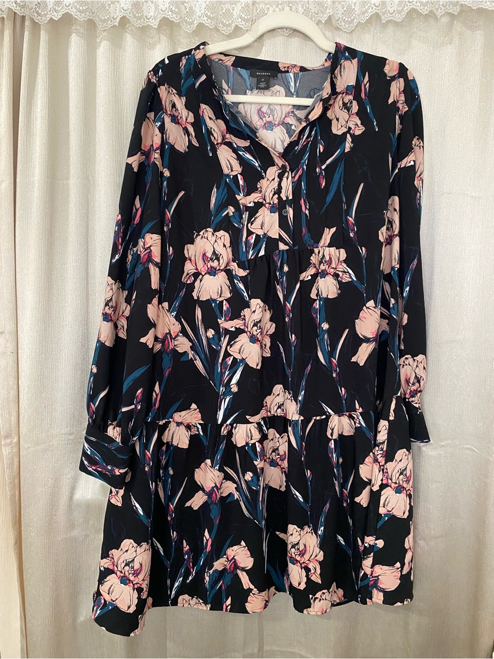 Halogen Floral Mini Dress XL Nordstrom Black Pink Boho Flowy